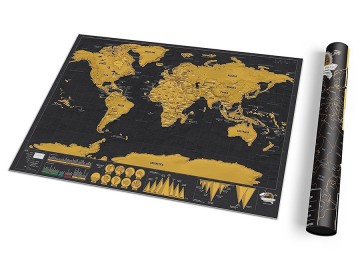 Stírací mapa světa - černá