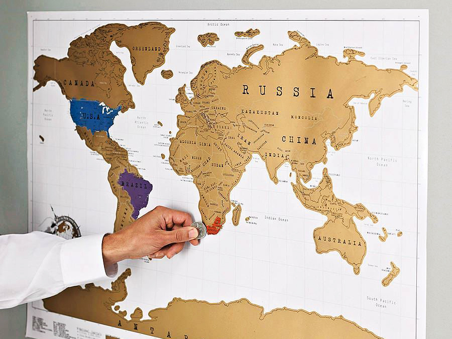 Stírací mapa světa - bílá